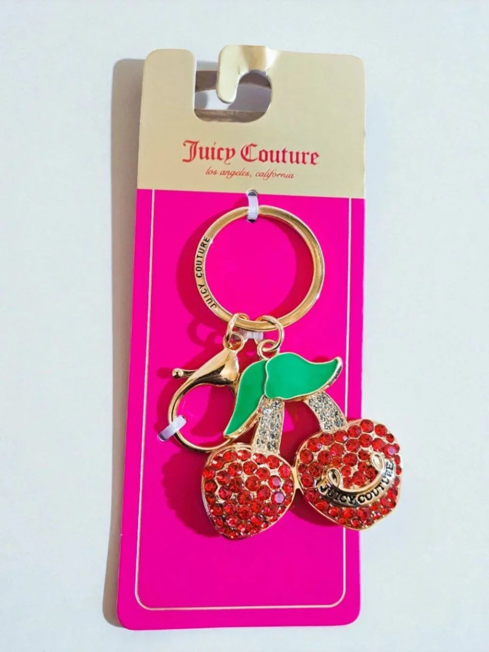 Juicy Couture Bow, Cherry & Red Lobster Charm Keychain Trio Set Bundle NWT